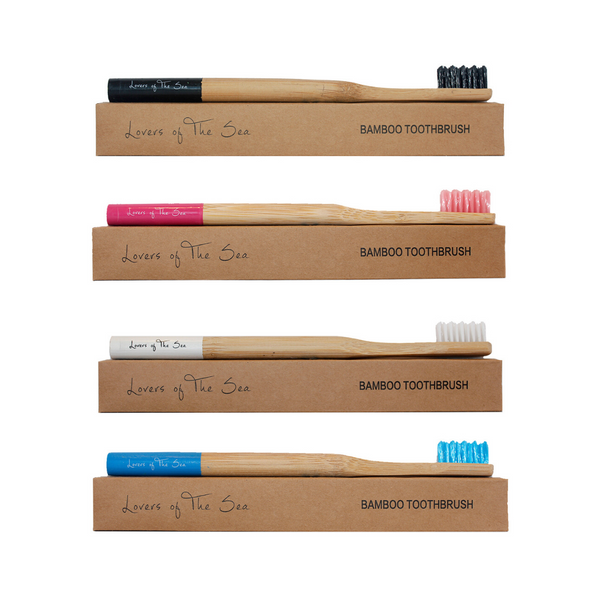 Bamboo Toothbrush (Pack of 4 - Mixed Colors) B - Lovers of The Sea