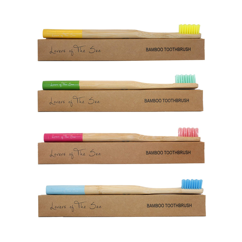 Bamboo Toothbrush (Pack of 4 - Mixed Colors) A - Lovers of The Sea